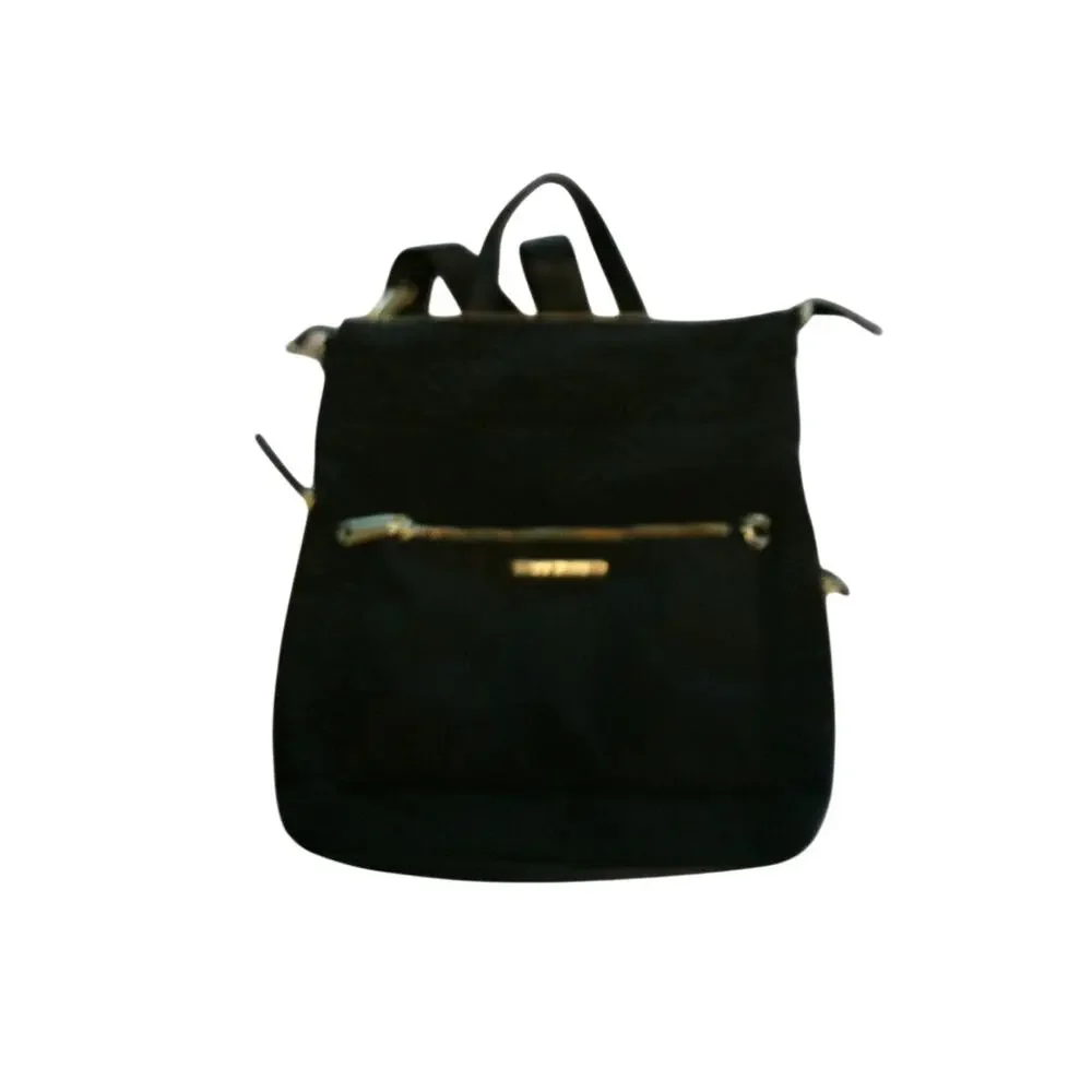 Steve Madden Convertible Backpack Tote Black Gold Hardware Shoulder Bag NWOT